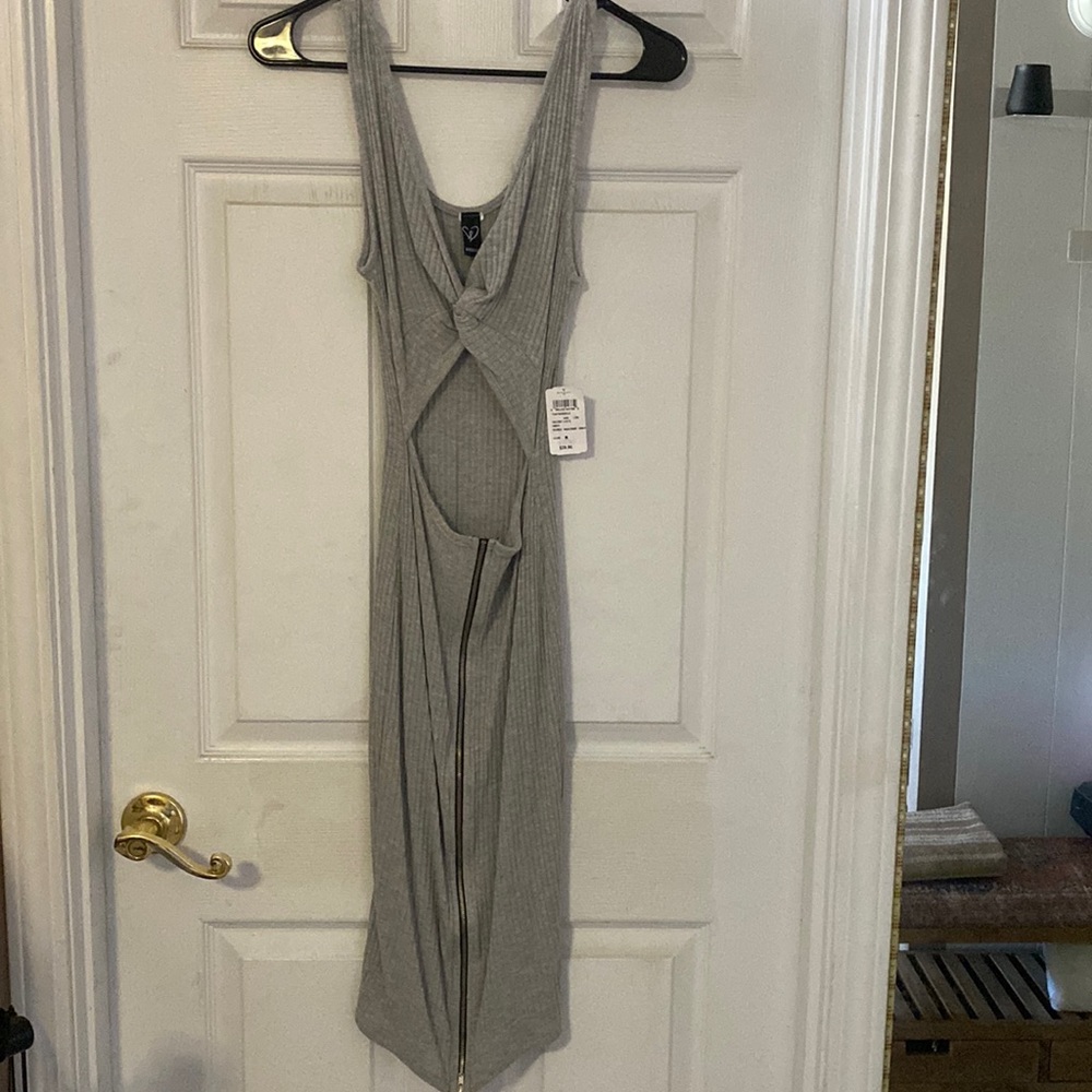 Windsor, heather gray jersey dress, M